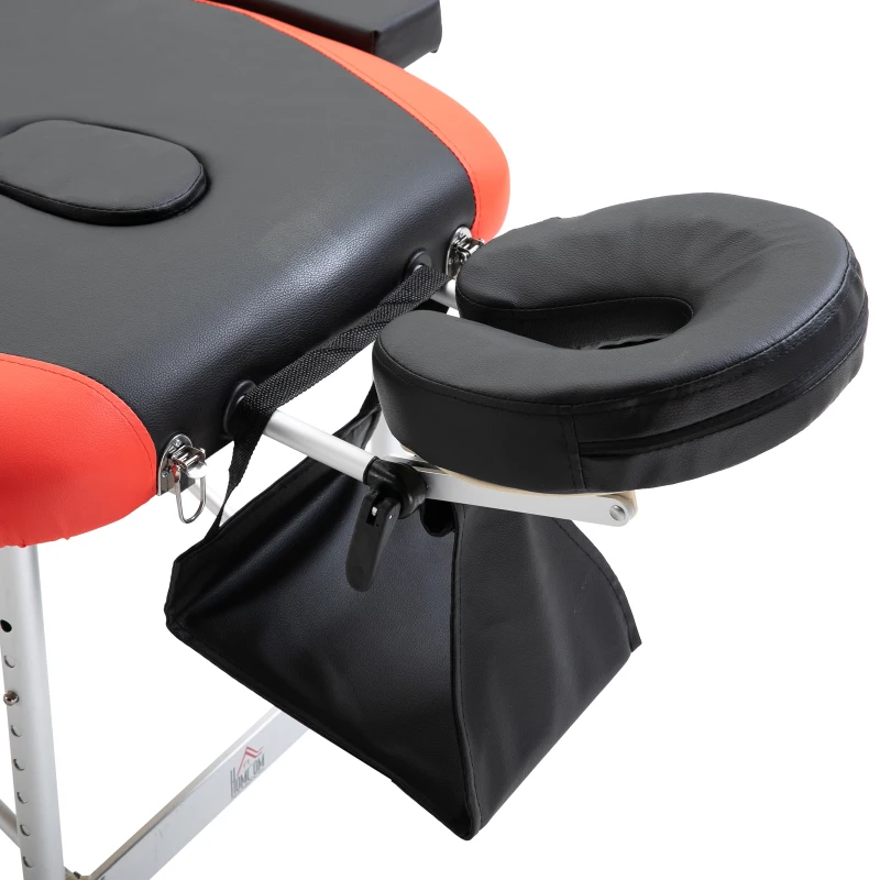 HOMCOM Portable Massage Table 73" 3 Section Foldable Massage Table Professional Salon Spa Facial Couch Bed (Black/Red)
