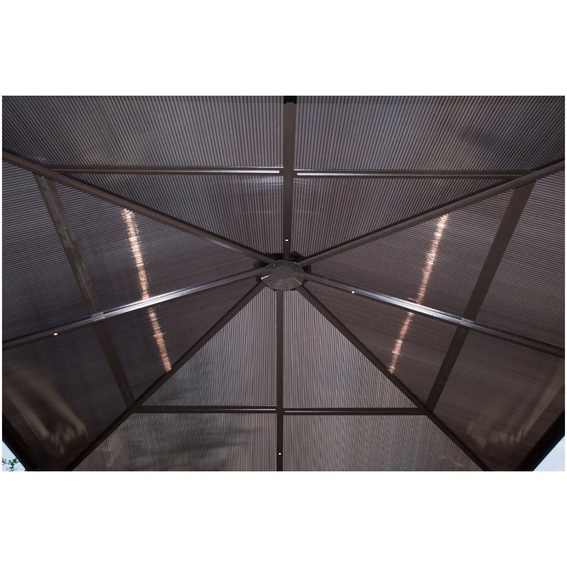 [Pick UP] Outsunny 10 x 10 ft Deluxe Hard Top Waterproof Gazebo Canopy Heavy Duty Shelter with Curtains and Mosquito Netting