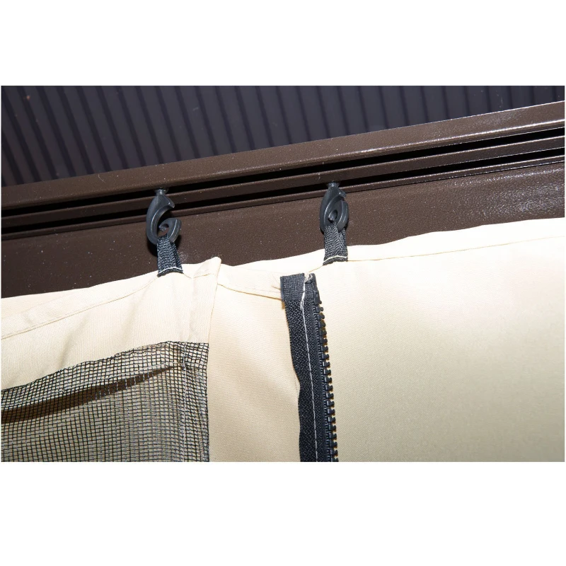 [Pick UP] Outsunny 10 x 10 ft Deluxe Hard Top Waterproof Gazebo Canopy Heavy Duty Shelter with Curtains and Mosquito Netting