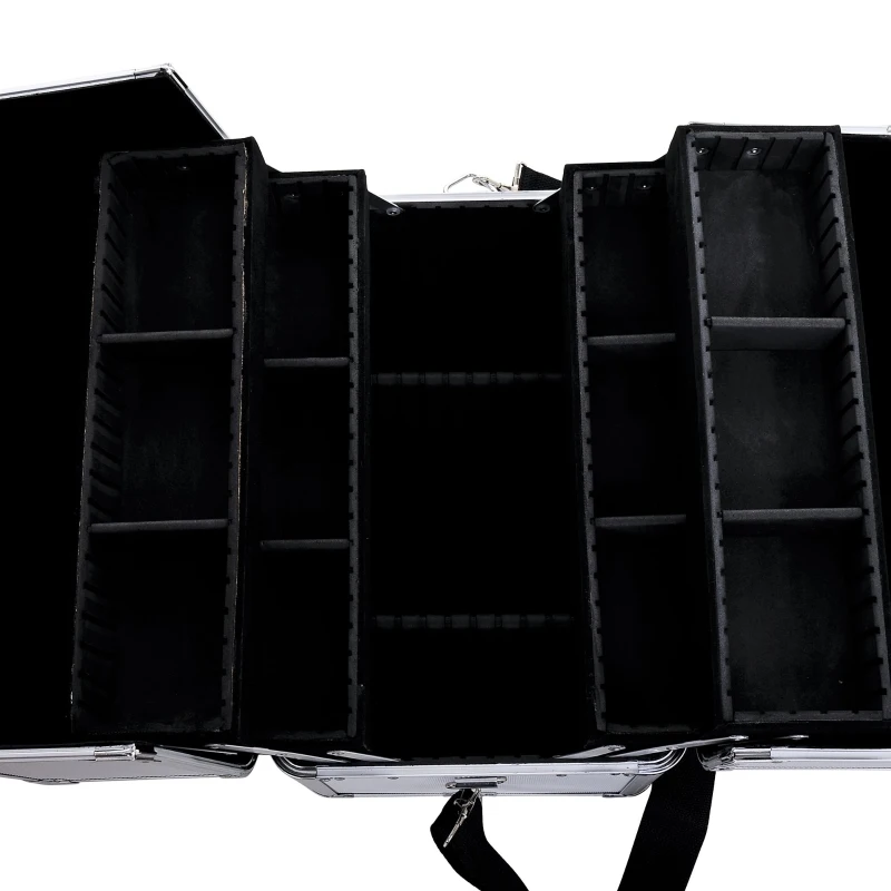 Soozier 2in1 Professional Makeup Train Case w/ Handle and Wheels - Silver