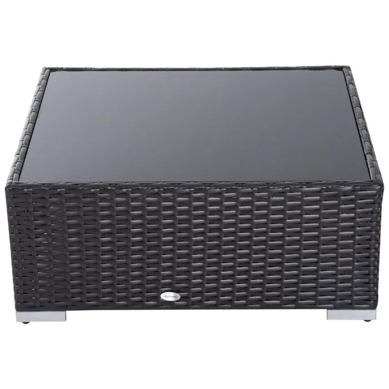 Outsunny 7Pcs Outdoor Rattan Wicker Sofa Patio Sectional Furniture Set w/ Coffee Table Cushioned Seat Garden w/ Cushion