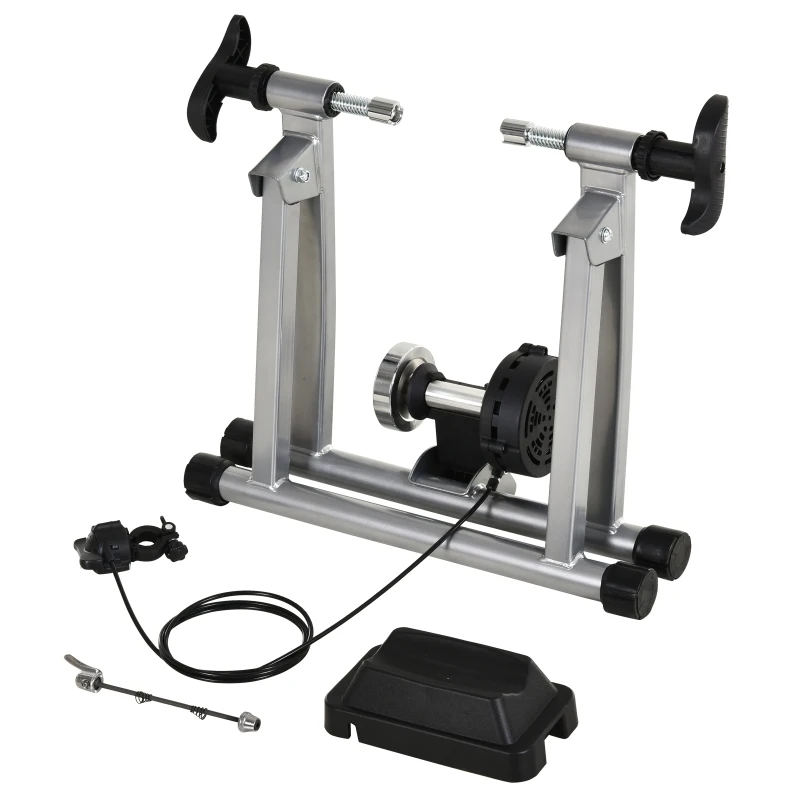 Soozier Bike Exercise Trainer Stand Indoor Magnetic Bicycle Trainer 5 Level Resistance Silver