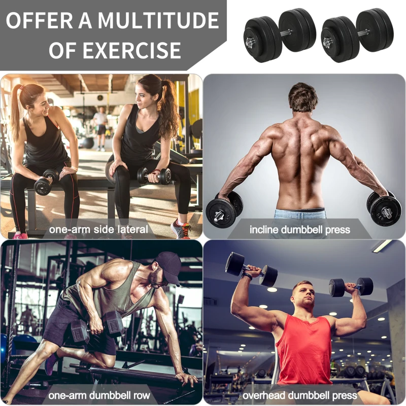 Soozier 110lbs Adjustable Dumbbell Set Weight Fitness Training Exercise - Black (pair)