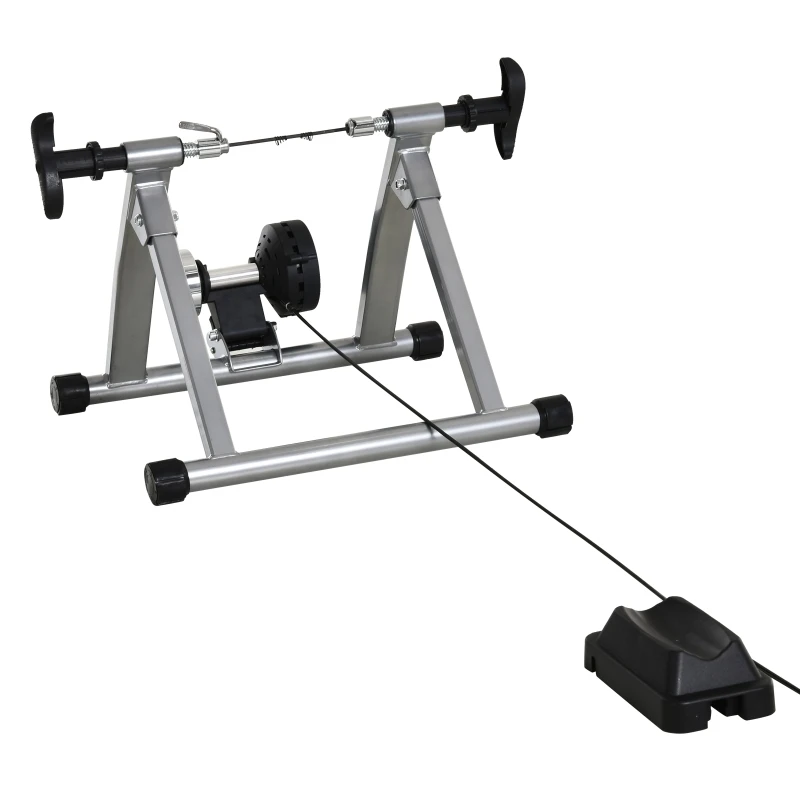 Soozier Bike Exercise Trainer Stand Indoor Magnetic Bicycle Trainer 5 Level Resistance Silver