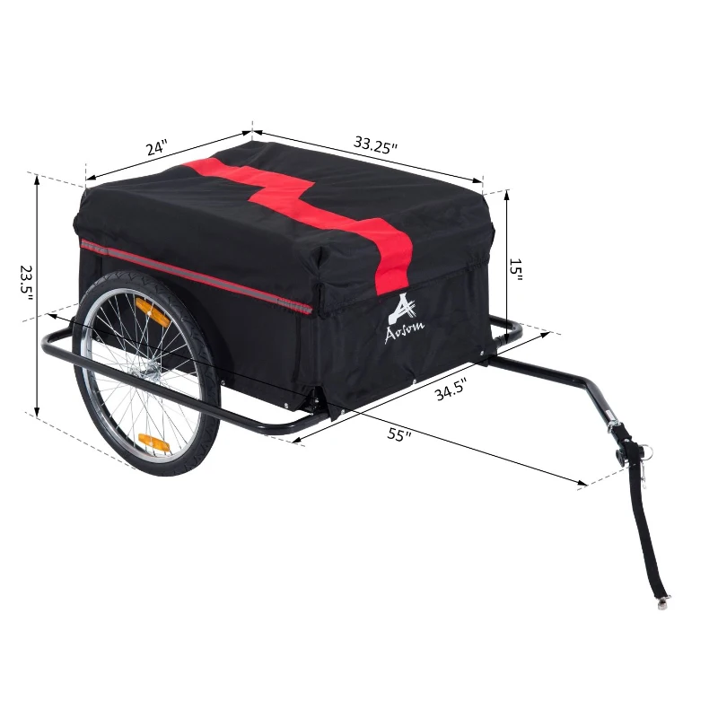 Aosom Bicycle Cargo Trailer Cart Carrier for Garden Use with Cover