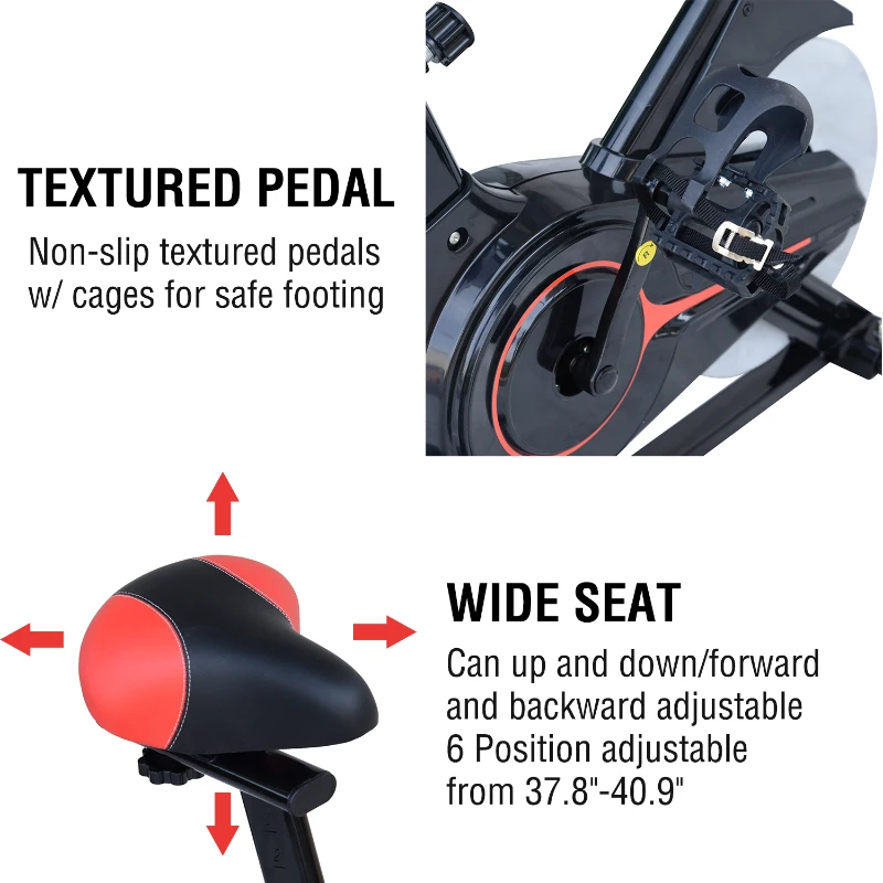 Soozier Indoor Upright Exercise Bike Bicycle Cardio Workout Cycling Trainer Fitness Stationary Spin Exercise Bike Equipment Home Gym