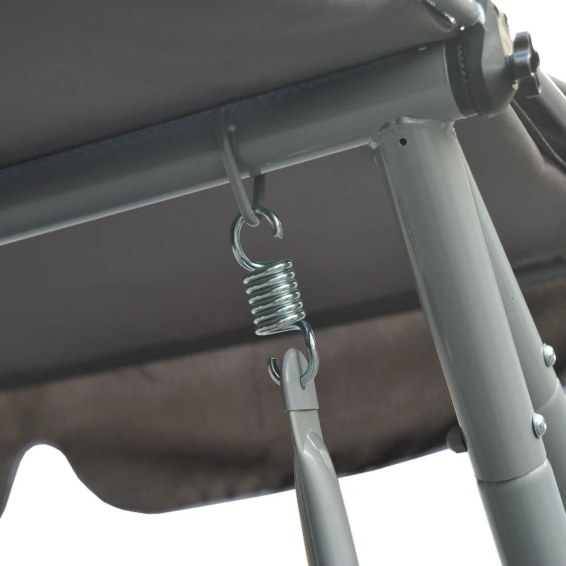 [Pick UP] Outsunny Heavy-duty Metal 3 Seater Covered Outdoor Swing Chair Garden Hammock and Bed with Frame, Canopy and 2 Pillows (Grey)