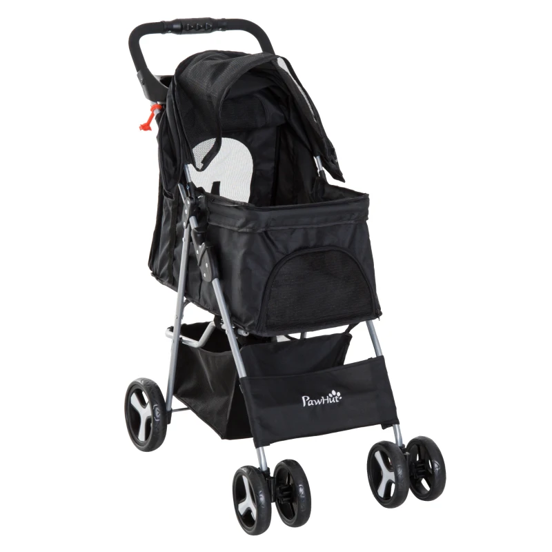 PawHut Pet stroller lightweight folding separate doggo stroller cat and dog teddy nest basket outdoor Storage Black