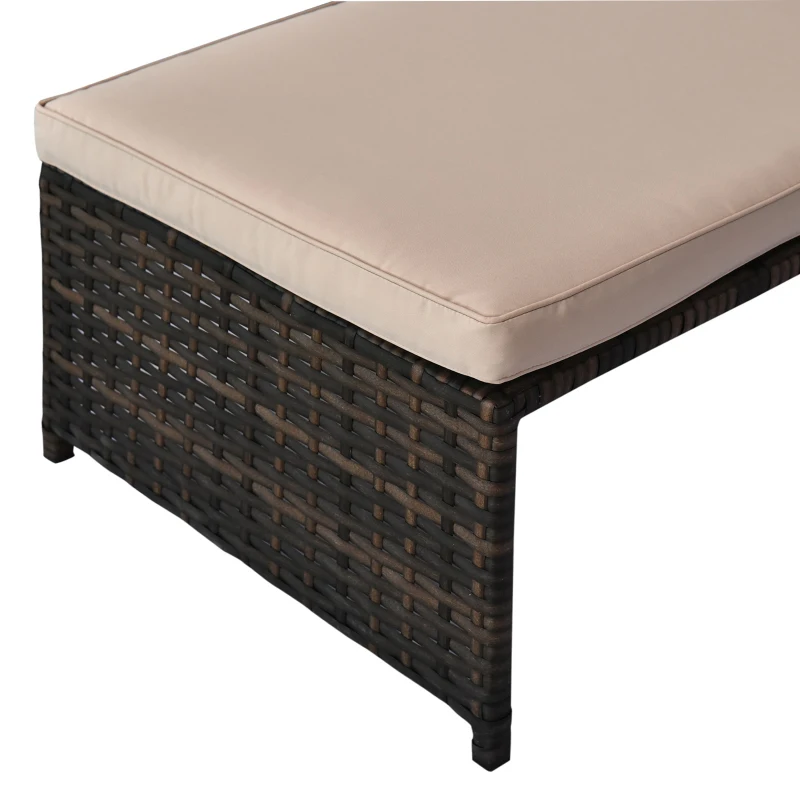 [Pick Up] Outsunny 3pcs Outdoor Rattan Wicker Sofa and Chaise Lounge Set with Cushion Garden Patio Furniture Brown and Beige