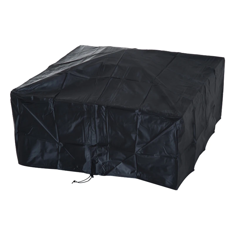 Outsunny Metal Fire Pit Square Fire Fit 32Inch Outdoor Steel Firepit Backyard Patio Garden Stove w/ Rain Cover
