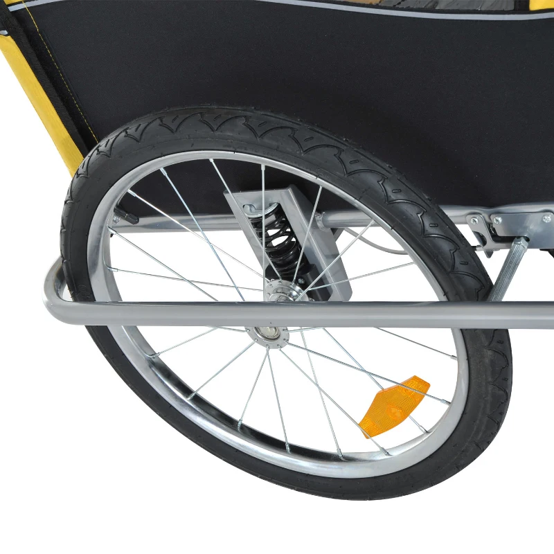 Aosom 2-IN-1 Double Baby Bike Trailer Child Carrier Stroller Jogger Bicycle Trailer Foldable Black & Yellow | Aosom Canada