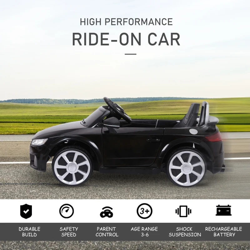 Aosom 6V Licensed Audi Toy Car Electric Cars Suspension Wheel 1 Seater 2 Openable Door Adjustable Speed For 3 - 8 Years Old Kids Black