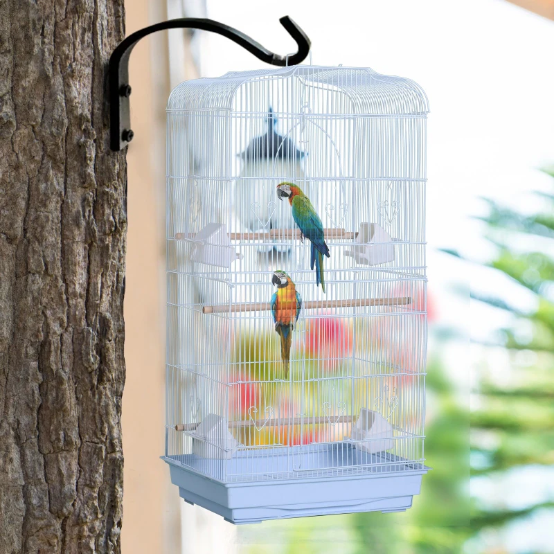 PawHut Vision Bird Cage 36" Macaw Cage 2 Doors 4 Feeder White