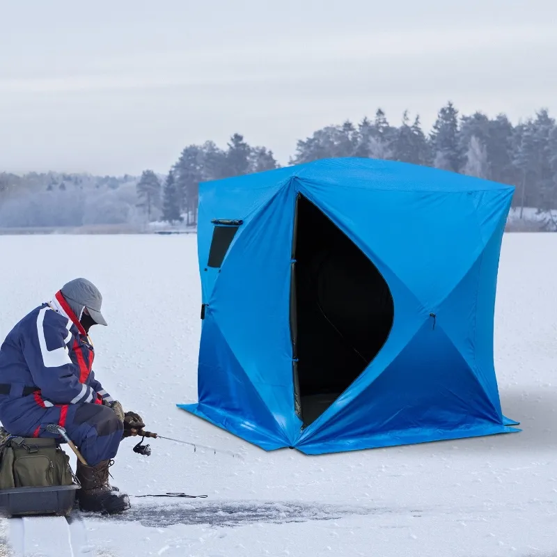Outsunny Fishing Tent 2-4 Person Pop-up Ice Shelter Ice Fishing Tent Outdoor Portable