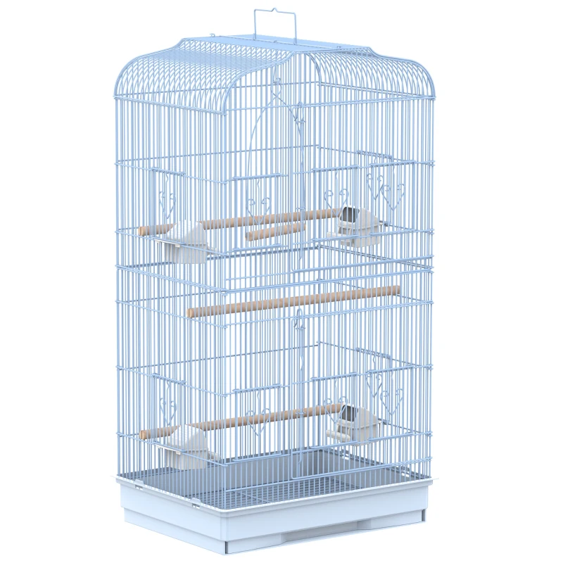 PawHut Vision Bird Cage 36" Macaw Cage 2 Doors 4 Feeder White