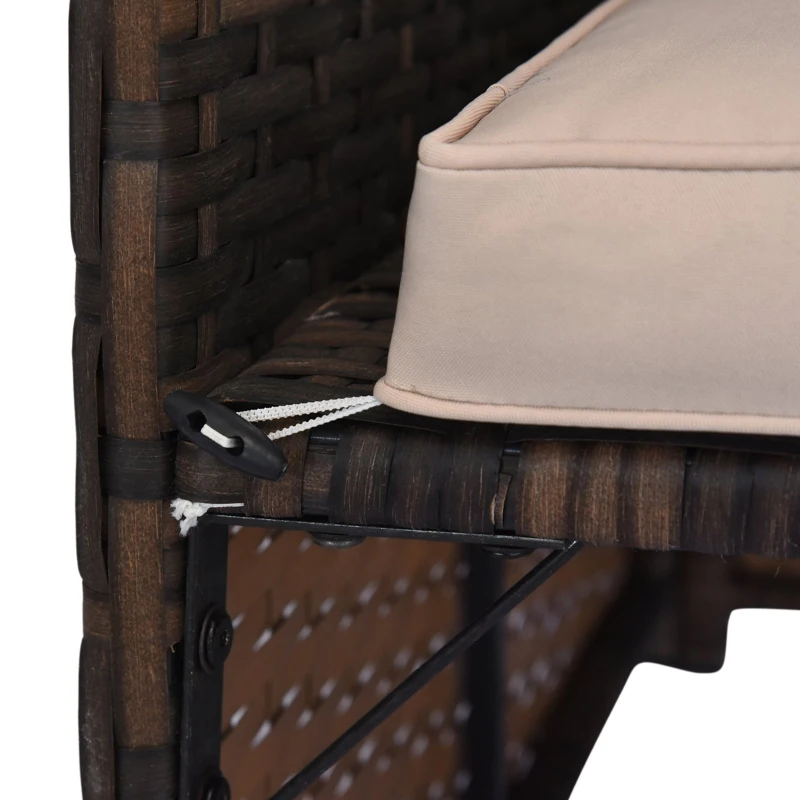 [Pick Up] Outsunny 3pcs Outdoor Rattan Wicker Sofa and Chaise Lounge Set with Cushion Garden Patio Furniture Brown and Beige