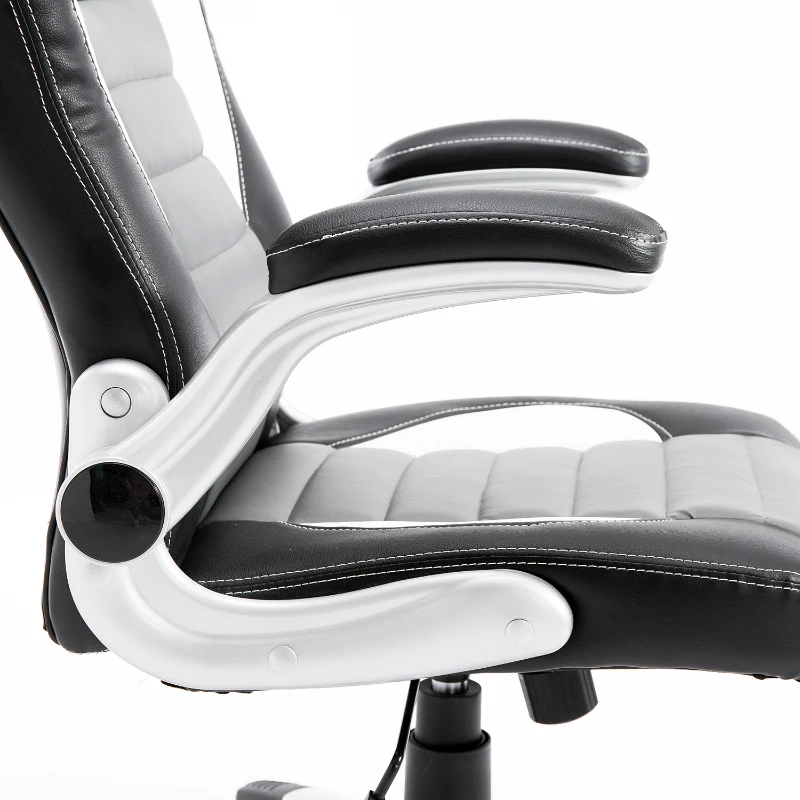 HOMCOM Racing Car Office Chair Swivel Excutive Computer Gaming Office Chair with Adjustable Armrest (Grey)