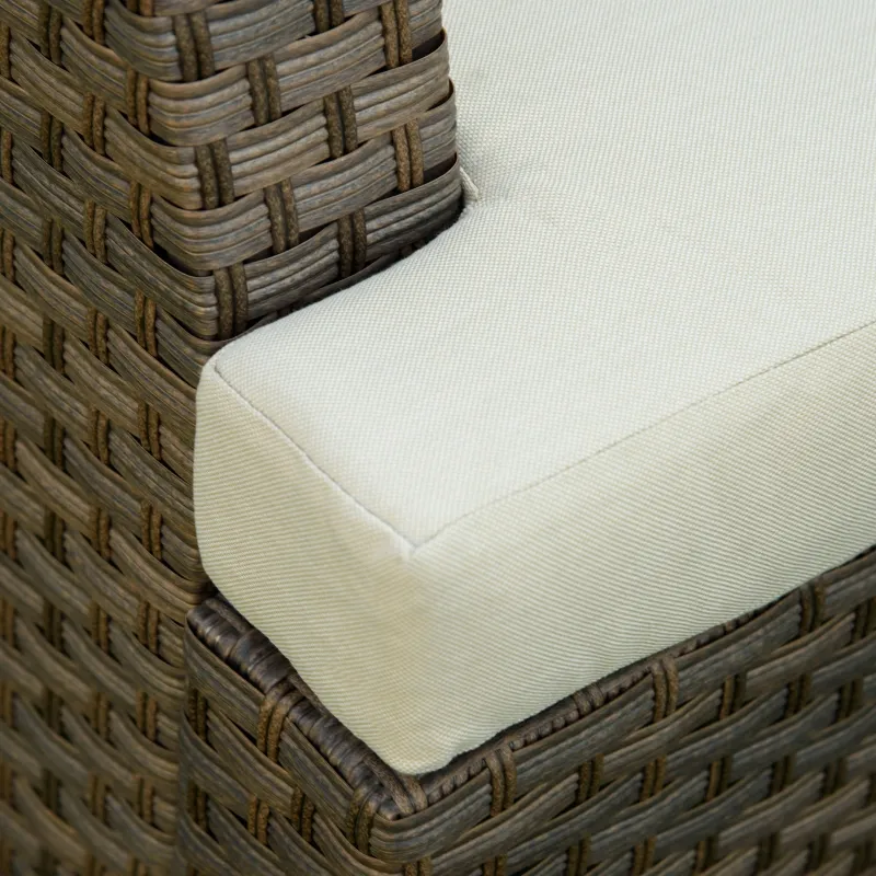 Outsunny 8 Pieces Wicker Patio Furniture Set, Outdoor PE Rattan Sectional Conversation Sofa Set w/ Aluminum Plate Top Table, Side Table & Cushions for Garden, Backyard, Beige