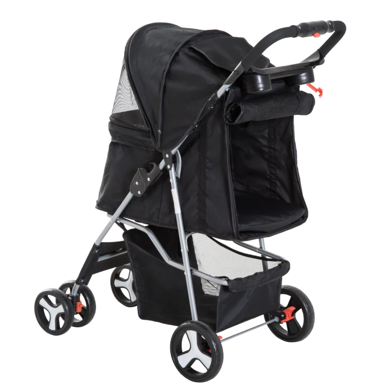 PawHut Pet stroller lightweight folding separate doggo stroller cat and dog teddy nest basket outdoor Storage Black