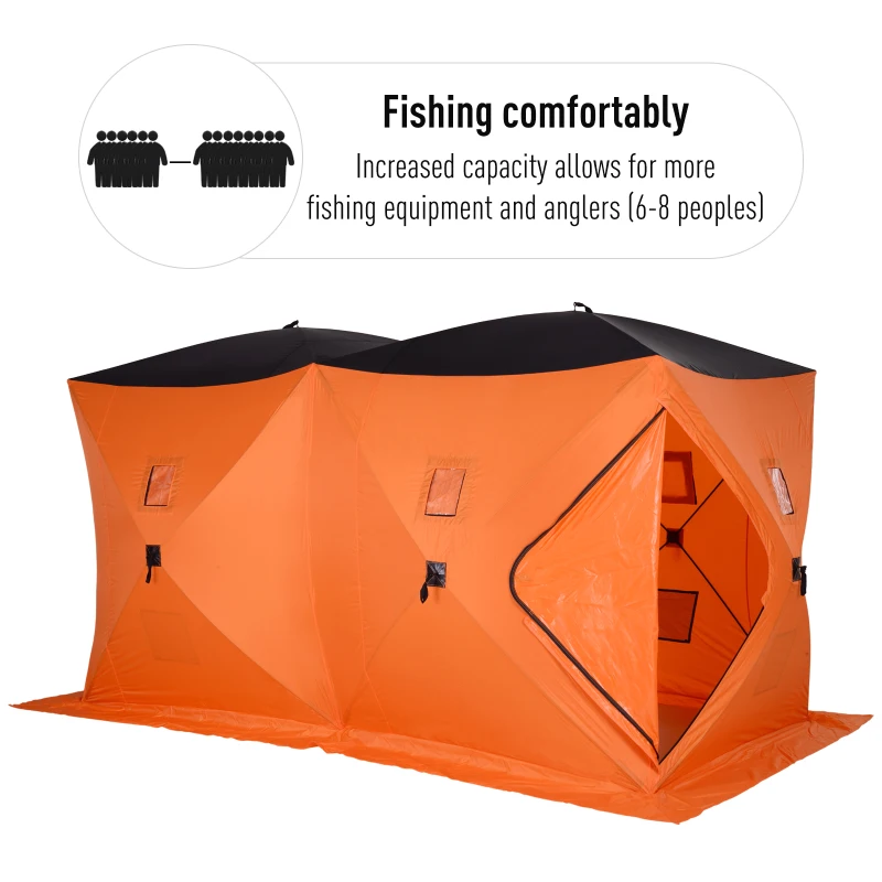 Outsunny Fishing Tent Portable 8-Person Ice Fishing Tent Shelter with Ventilation Windows and Carry Bag