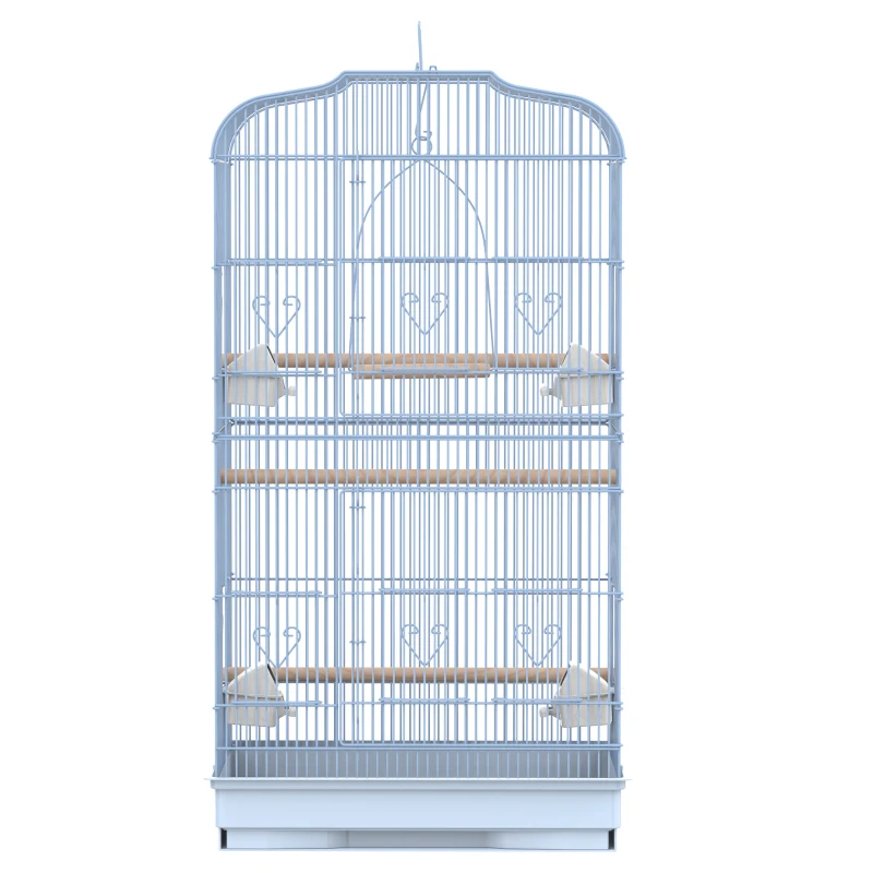 PawHut Vision Bird Cage 36" Macaw Cage 2 Doors 4 Feeder White