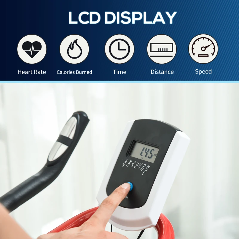 Soozier Upright Stationary Exercise Cycling Bike with LCD Monitor