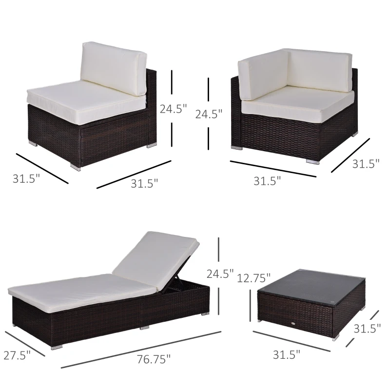 [Pick Up] Outsunny 9pcs Delux Outdoor Indoor Wicker Rattan Sofa Set Garden Furniture Lounger Chair Bed Pillow Table