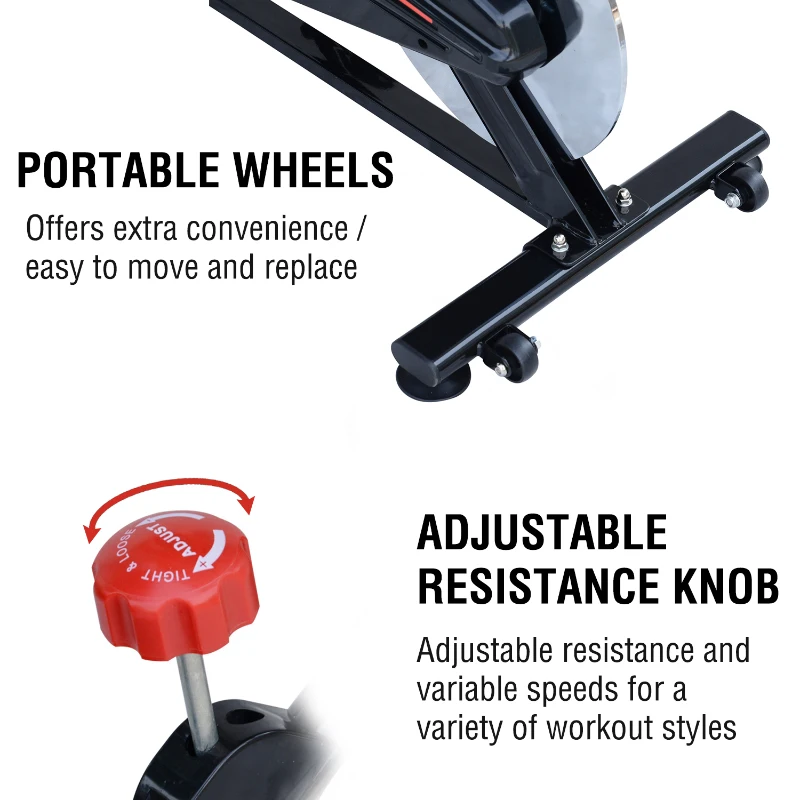 Soozier Indoor Upright Exercise Bike Bicycle Cardio Workout Cycling Trainer Fitness Stationary Spin Exercise Bike Equipment Home Gym