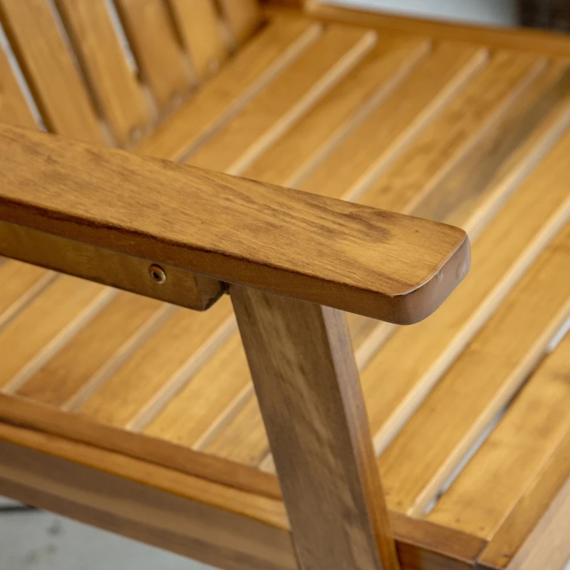 Outsunny Wooden Rocking Chair, Traditional Porch Rocker, Fade-Resistant Patio Rocker Chair for Outdoor Indoor Use, Natural