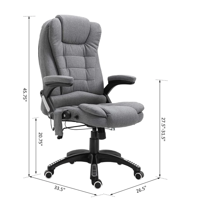 Vinsetto High Back Adjustable Massage Office Chair Ergonomic Reclining Executive Chair Home Office Furniture Grey