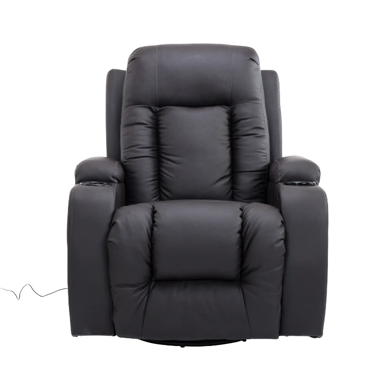 HOMCOM Faux Leather Vibrating Massage Recliner Chair with Remote Brown (No Heat)