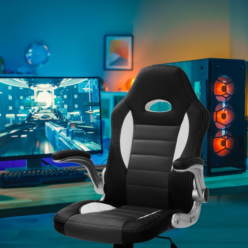 Racing Office Chair Swivel Adjustable Computer Gaming Desk Office Chair PU High Back