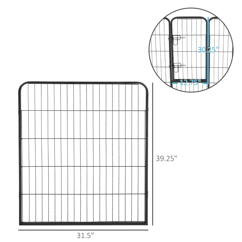 PawHut X Pen for Dogs 8 Panel Pet Playpen Heavy-Duty Iron Indoor/Outdoor 40-inch Black