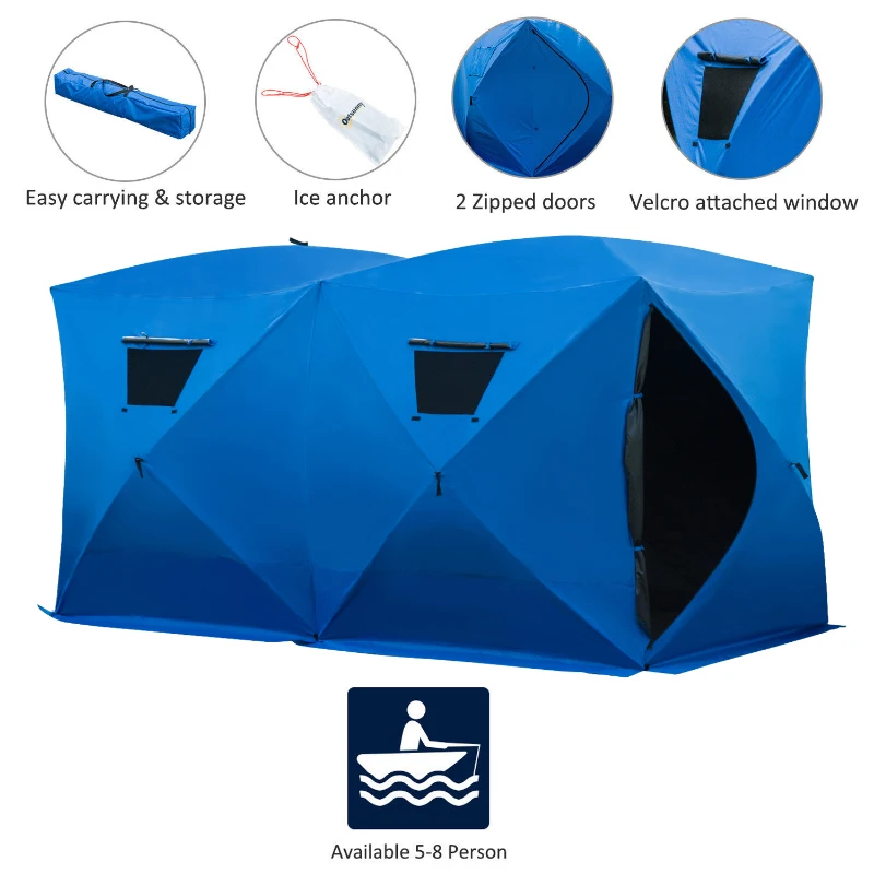 Outsunny Fishing Tent 5-8 Person Pop-up Ice Shelter Ice Fishing Tent Outdoor Portable