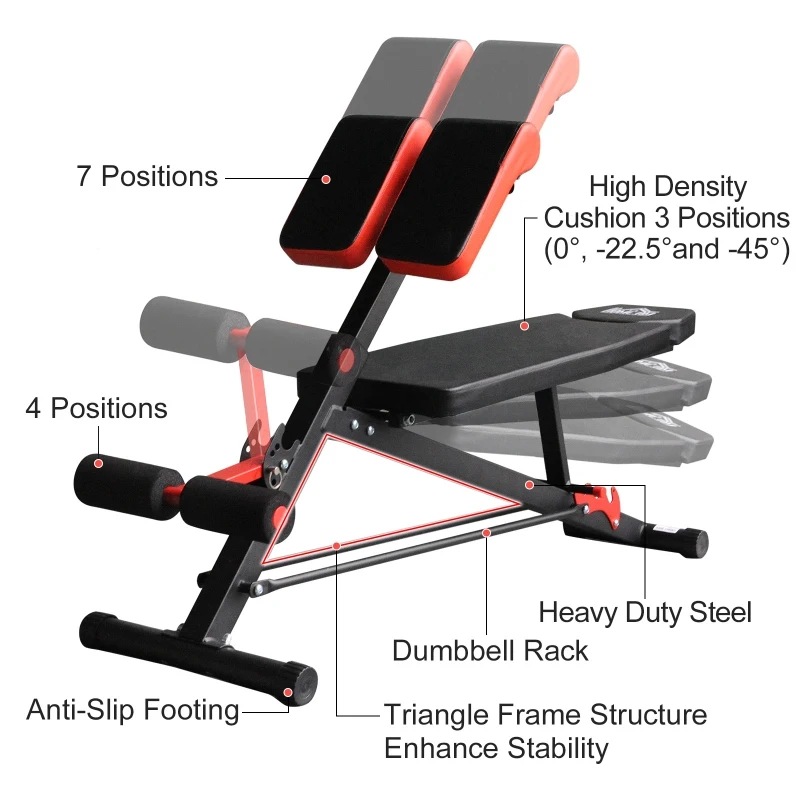 Soozier Multi-Functional Adjustable Hyper Extension Dumbbell Bench