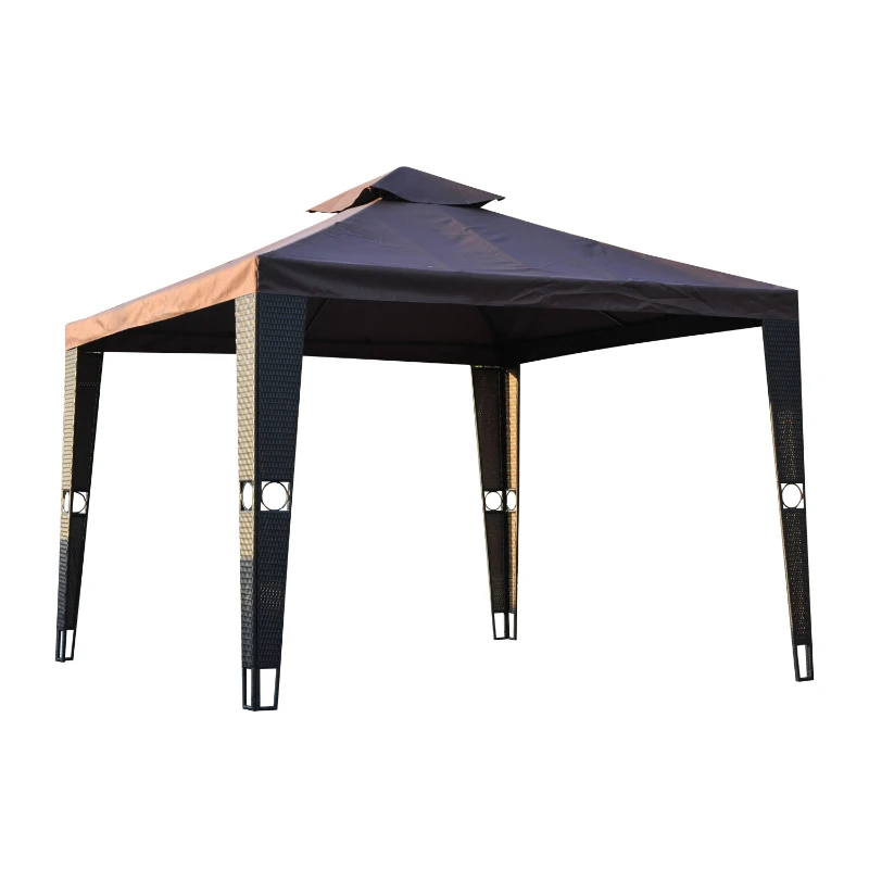 Outsunny 9.84'x9.84' Gazebo Canopy Top Replacement Cover 2 Tier Outdoor Garden Water-resistant UV Protected Coffee