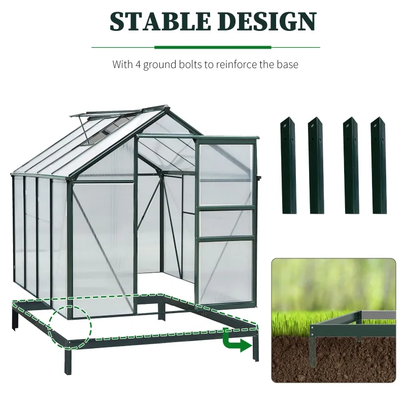 Outsunny 6' x 8' Greenhouse Clear & Twin Wall Panels Green Frame Press to Select