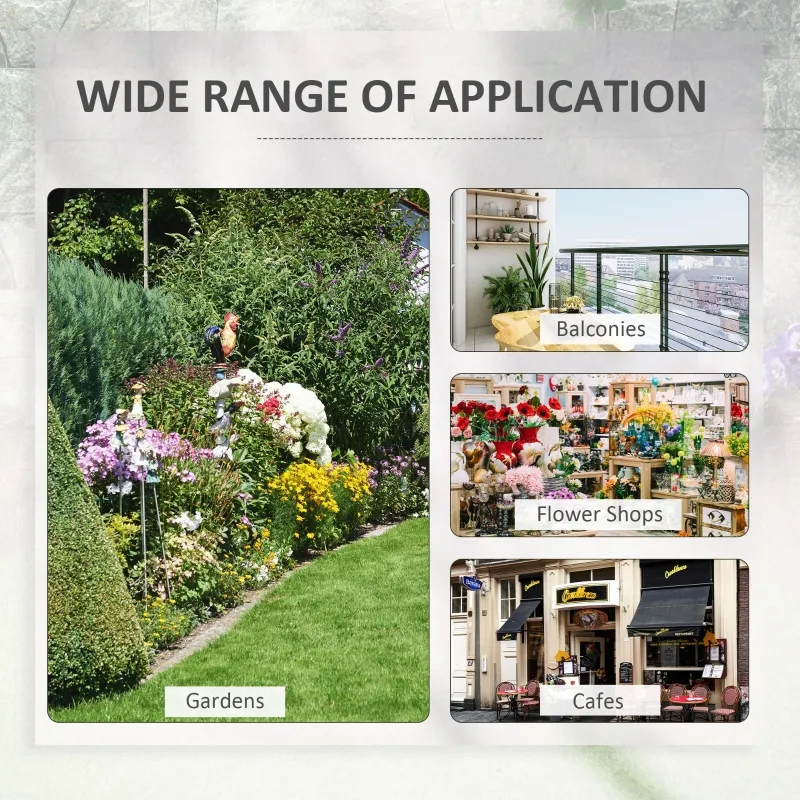 Outsunny 43'' x 12'' Hanging Flower Pot Stand Rack with Hooks, Metal Plant Pot Holder, Railing Shelf, Windows Decorate for Outdoor Garden Balcony Fence Patio