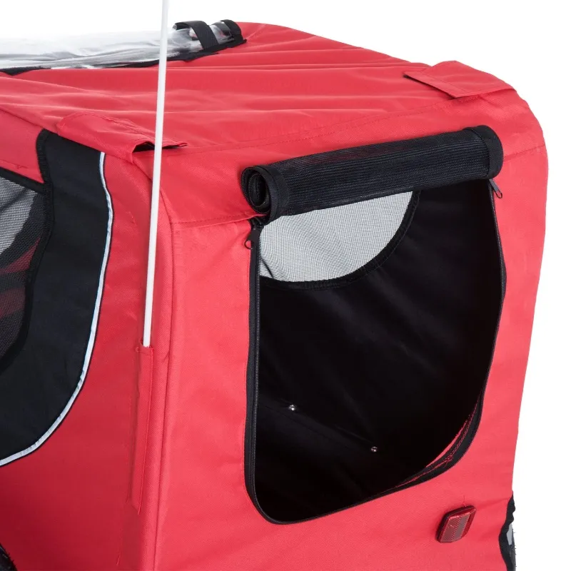 PawHut Pet Bike Trailer Bike Cart Bicycle Dog Cat Travel Carrier Foldable Red