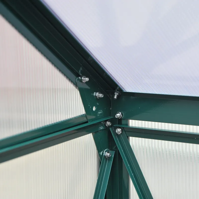 Outsunny 6.2' x 6.3' x 6.6' Clear Polycarbonate Greenhouse Large Walk-In Green House Garden Plants Grow Galvanized Base Aluminium Frame w/ Slide Door