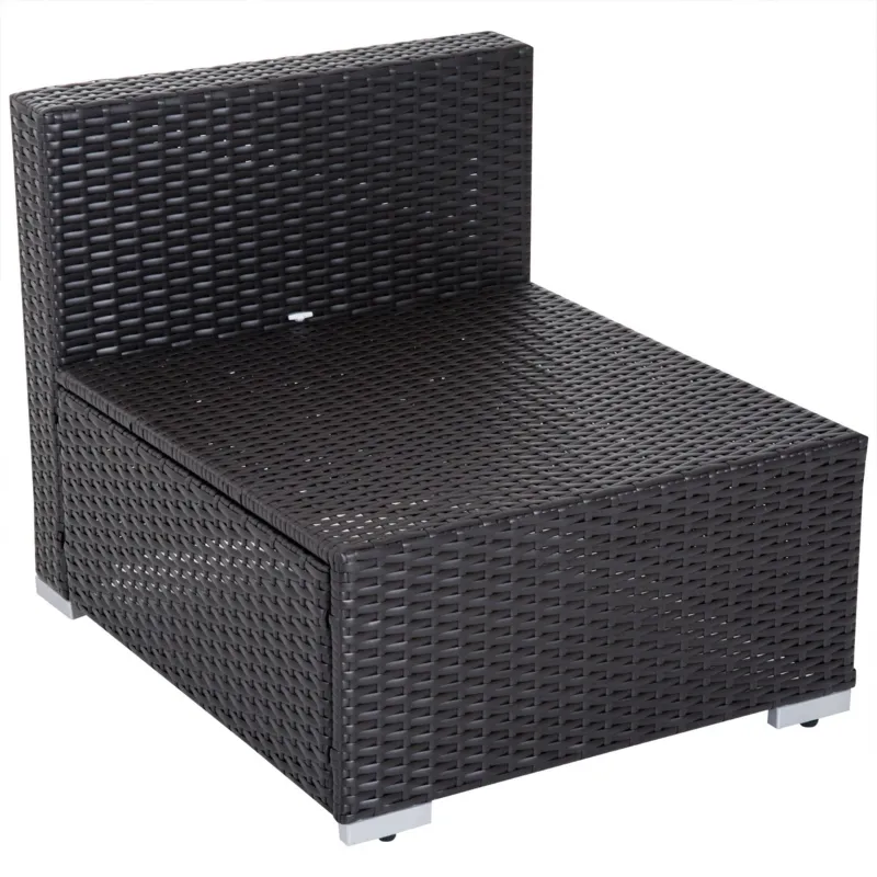 Outsunny 7Pcs Outdoor Rattan Wicker Sofa Patio Sectional Furniture Set w/ Coffee Table Cushioned Seat Garden w/ Cushion