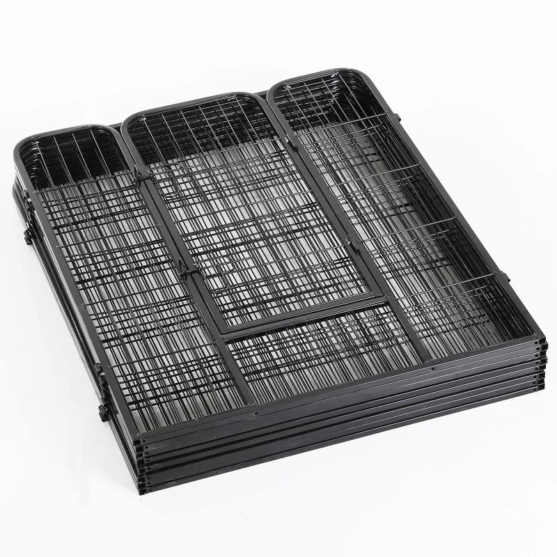 PawHut X Pen for Dogs 8 Panel Pet Playpen Heavy-Duty Iron Indoor/Outdoor 40-inch Black
