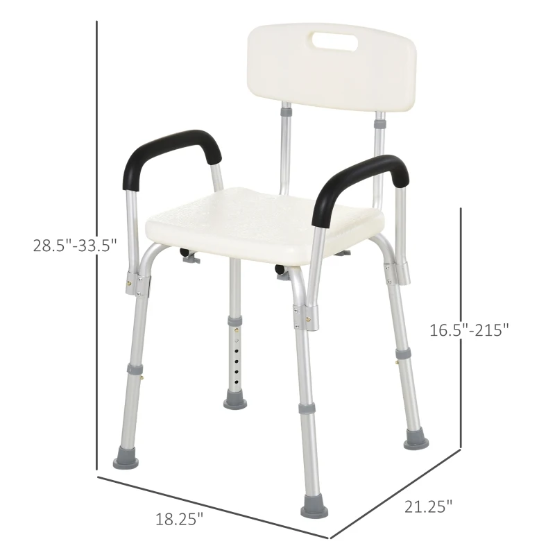 HOMCOM  Medical Shower Chair AdjustableBathtub Bench Bath Seat with Arms and Backrest