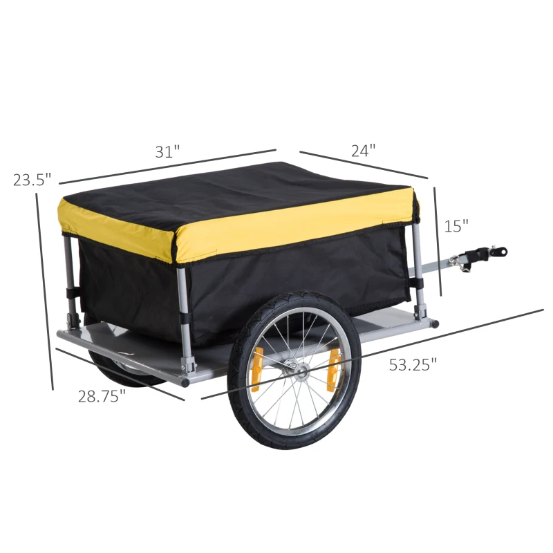 Aosom Cycle Force Trail Cargo Trailer Bicycle Trailer Garden Cart Carrier Tool Yellow