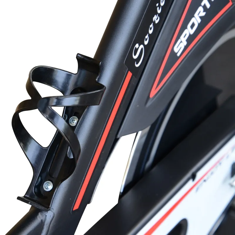 Soozier Upright Stationary Exercise Bike Indoor Cardio Workout Training Bicycle w/ Adjustable Resistance LCD Monitor Phone Holder, Black