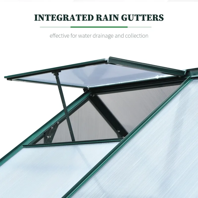 Outsunny 6.2' x 6.3' x 6.6' Clear Polycarbonate Greenhouse Large Walk-In Green House Garden Plants Grow Galvanized Base Aluminium Frame w/ Slide Door