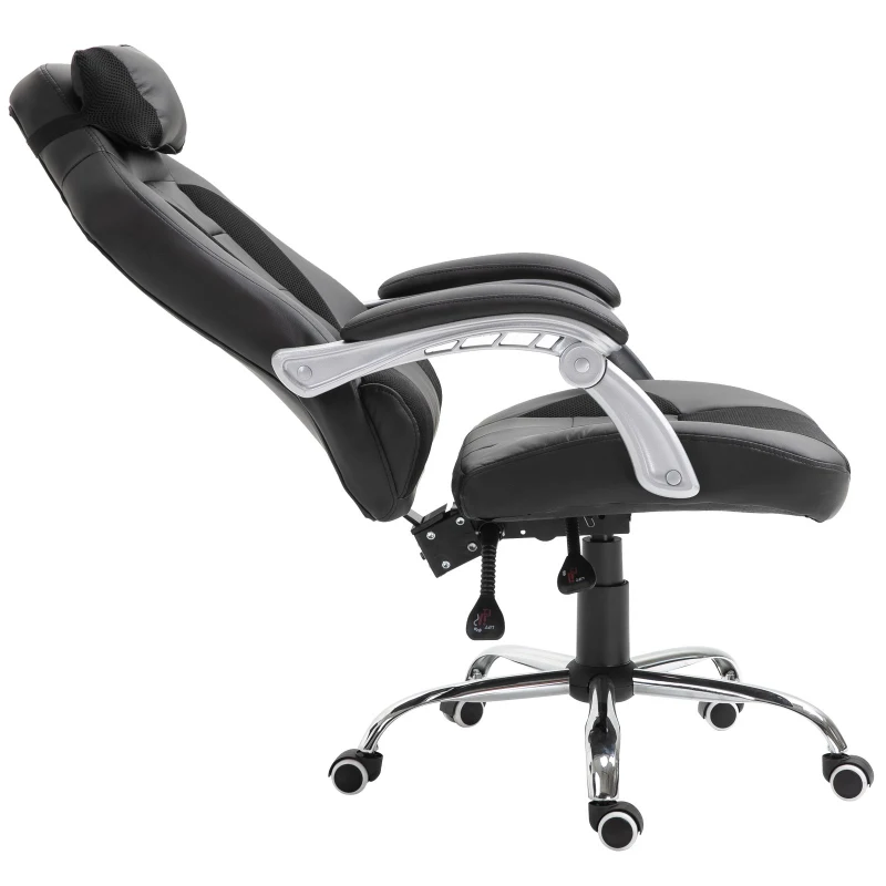 HOMCOM Ergonomic Executive Office Chair Swivel Racing Recliner PU Leather Height Adjustable, Black