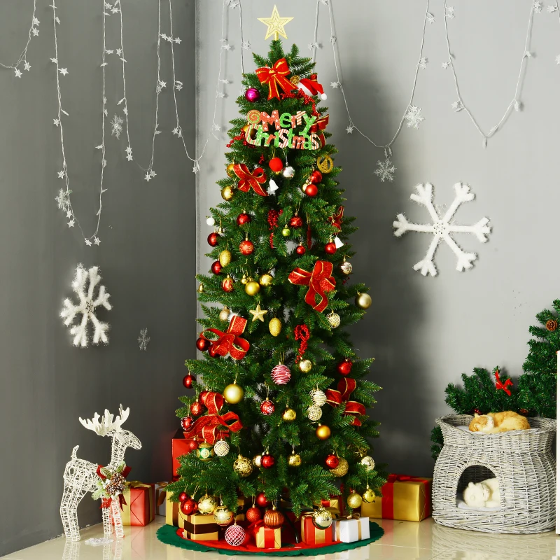 [Pick Up] HOMCOM 6.9ft Artificial Christmas Tree Xmas Tree Holiday Decor w/ Metal Stand 865 Branch Tips Green