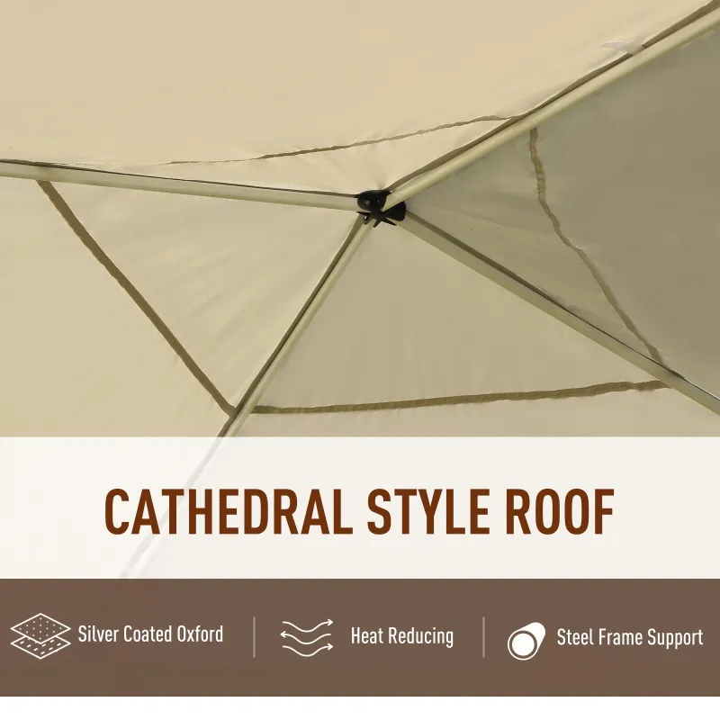 Outsunny 10' x 10' Pop Up Canopy Tent Gazebo with Removable Mesh Sidewall Netting, Carry Bag for Backyard Patio Outdoor, Beige