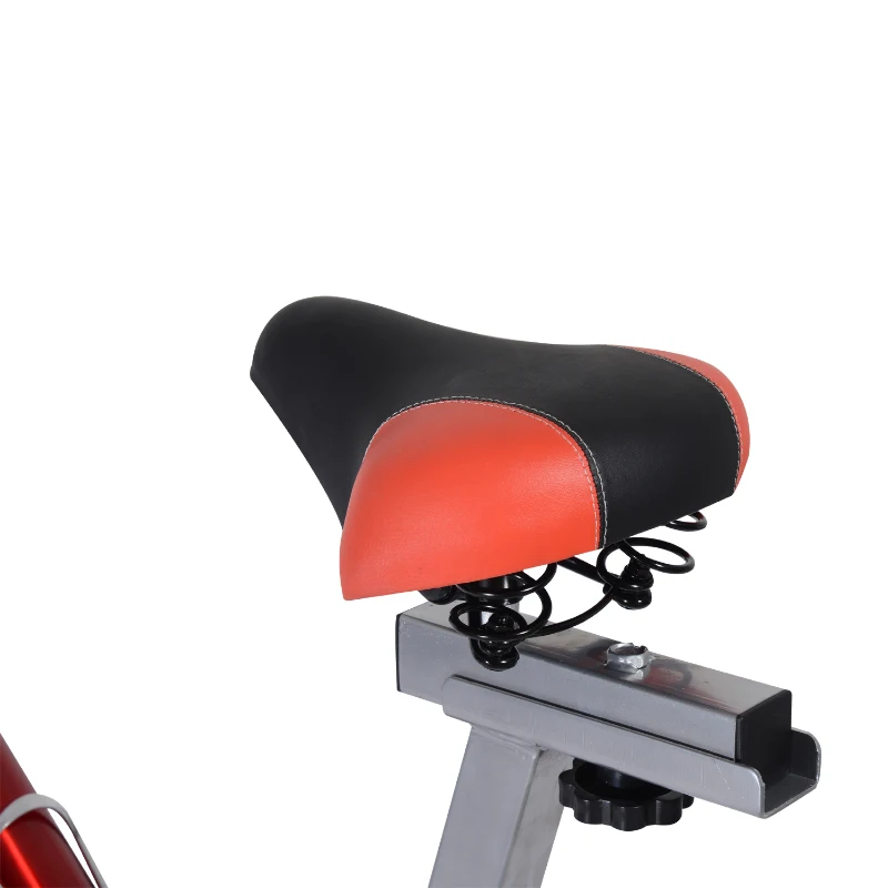 Soozier Home Spin Bike Pro Upright Indoor Cardio Bike with LCD Monitor – White and Red